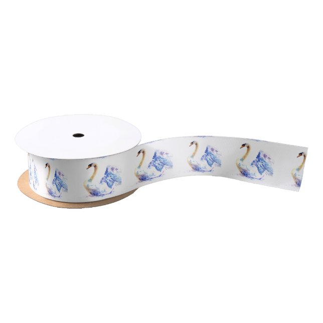 swan wtaercolour satin ribbon (Spool)
