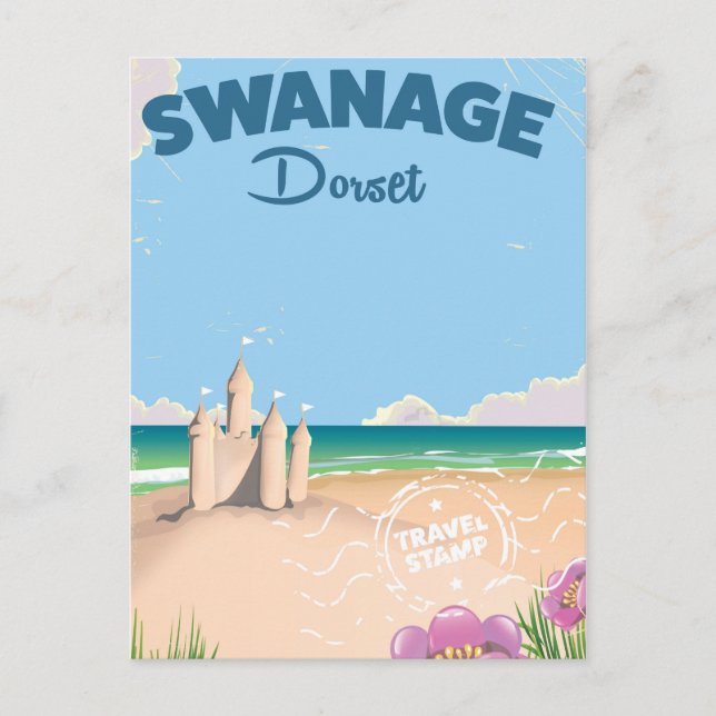 Swanage Dorset vintage seaside travel poster Postcard (Front)