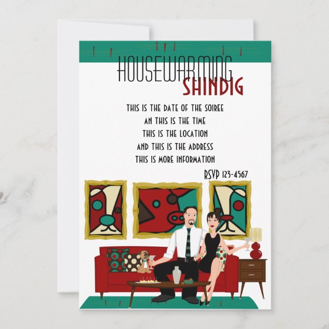 Swank Digs and a Dog Option A Invitation (Front)