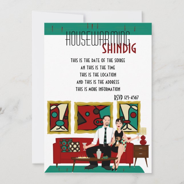 Swank Digs and a Dog Option B Invitation (Front)