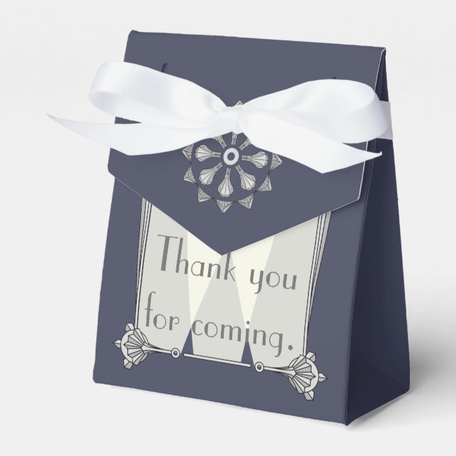 Swanky Art Deco in Blue Favour Box (Front Side)