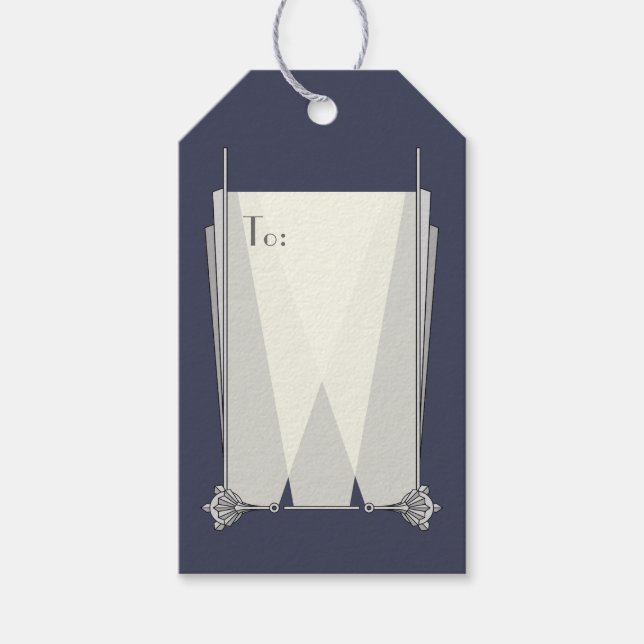Swanky Art Deco in Blue Gift Tag (Front)