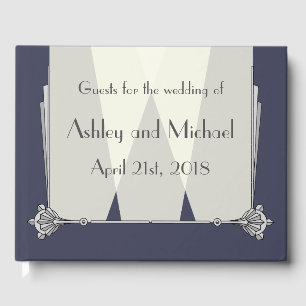 Swanky Art Deco in Blue Guest Book