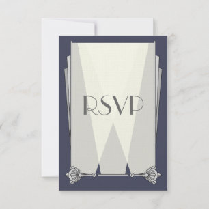 Swanky Art Deco in Blue RSVP Card