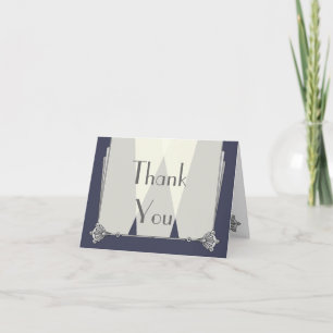 Swanky Art Deco in Blue Thank You Card