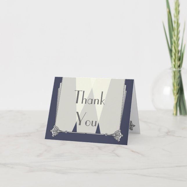 Swanky Art Deco in Blue Thank You Card (Front)