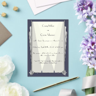 Swanky Art Deco in Blue Wedding Acrylic Invitations