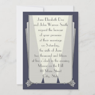 Swanky Art Deco in Blue Wedding Invitation