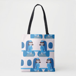 Swanky Blue Sixties Stewardess Tote Bag