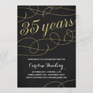 Swanky Faux Gold Foil 35th Birthday Party Invitation