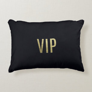 Swanky Faux Gold Leaf Foil "VIP" Typography Decorative Cushion