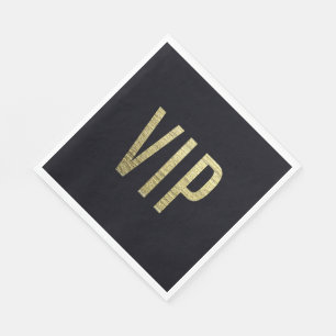 Swanky Faux Gold Leaf Foil VIP Typography Napkin