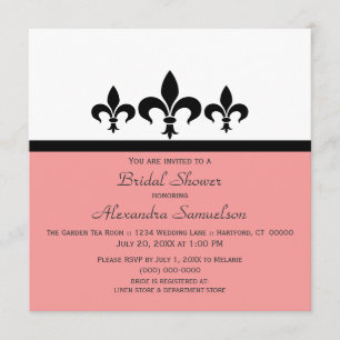 Swanky Fleur De Lis Bridal Shower Invite, Pink Invitation