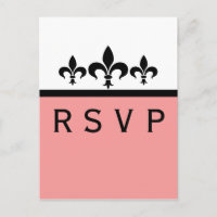 Swanky Fleur De Lis RSVP Card, Pink