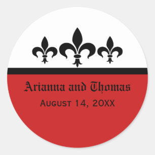 Swanky Fleur De Lis Stickers, Red Classic Round Sticker