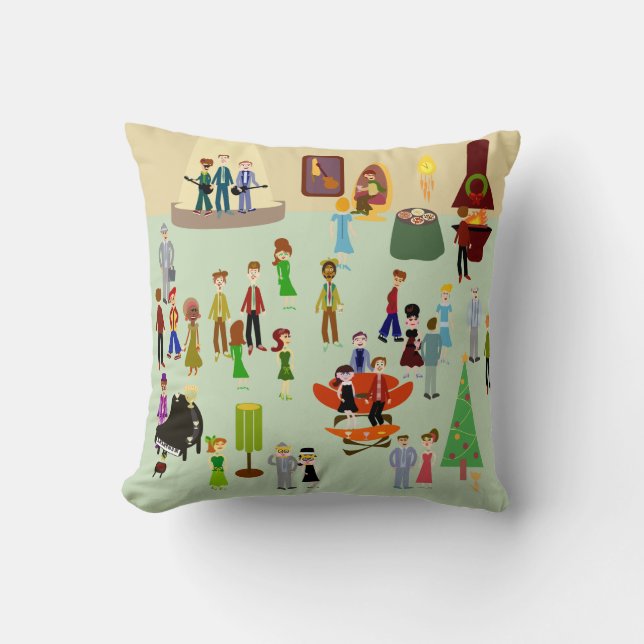Swanky Holiday Party Illustration Cushion (Front)