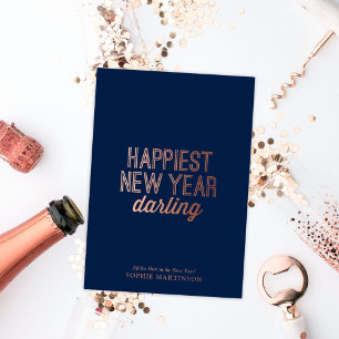 Swanky Non-Photo Happiest New Year Foil Holiday Card