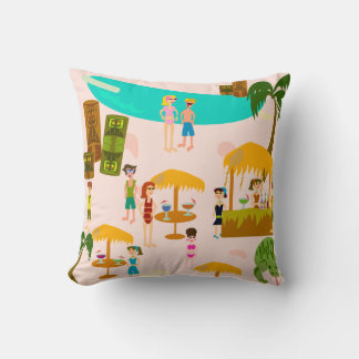 Swanky Pool Party Illustration Cushion