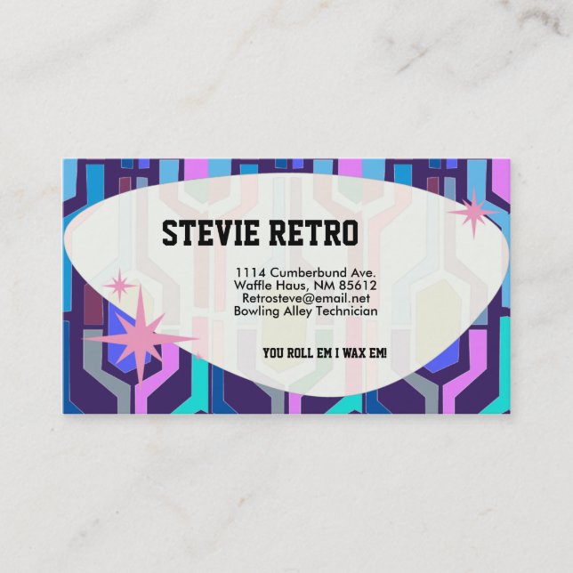 Swanky Retro Blue Business Card (Front)