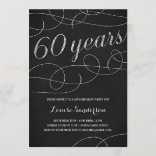 Swanky Silver 60th Birthday Party Invitation