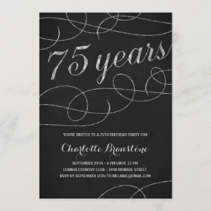 Swanky Silver 75th Birthday Party Invitation