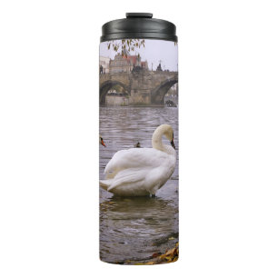 Swans and Charles bridge in Prague Thermal Tumbler