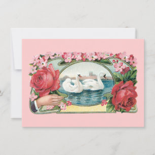 Swans and Roses Custom Wedding Announcements