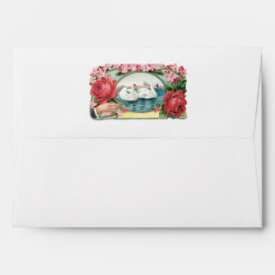 Swans and Roses Vintage Art Envelopes