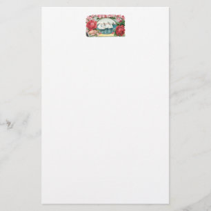 Swans and Roses Vintage Art Stationery