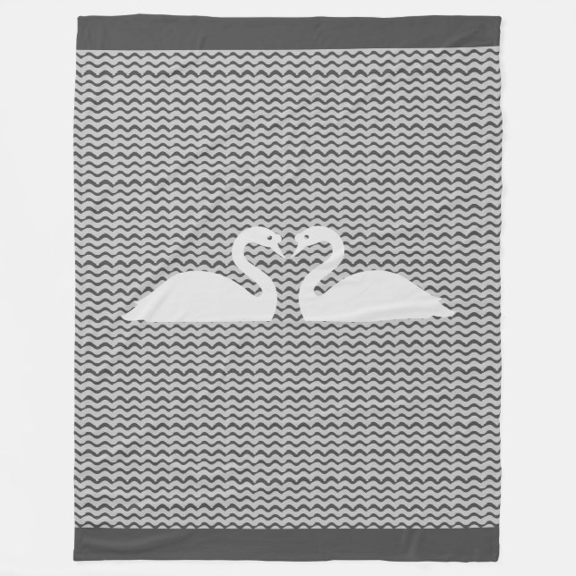 Swans and Waves Fleece Blanket (Front)