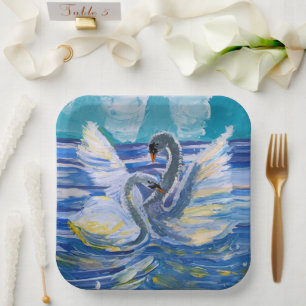 Swans "Art by Kids" Paper Plate