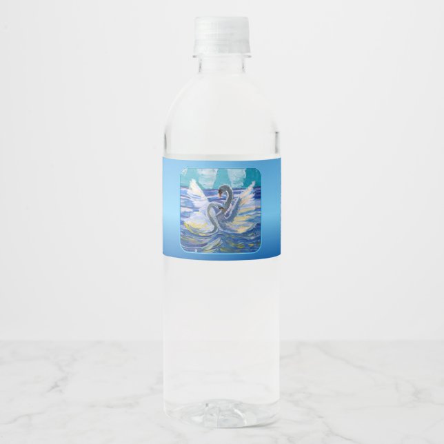 Swans "Art by Kids" Water Bottle Label (Front)