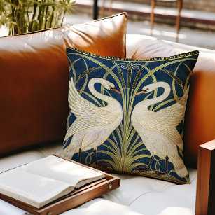 Swans Art Deco Nouveau Walter Crane Victorian  Cushion