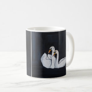 Swans at Night Painting by Alfred Fox Coffee Mug