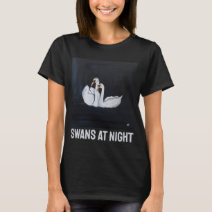 Swans at Night Painting by Alfred Fox T-Shirt