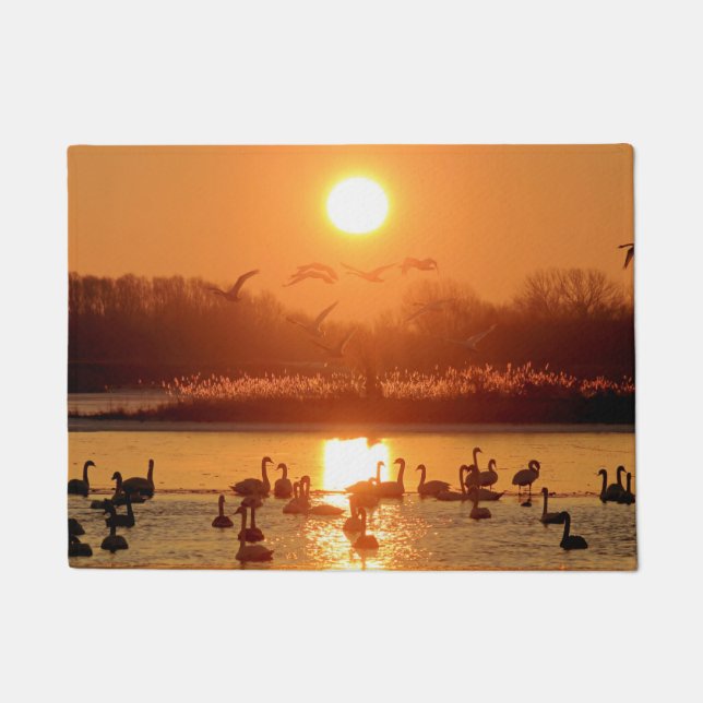 Swans at Sunrise Doormat (Front)