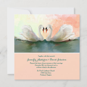 Swans at Sunset Custom Wedding Invitation