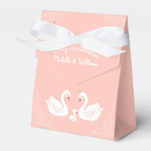 Swans Baby Shower Bird with Crown Co-Ed Peach Favour Box