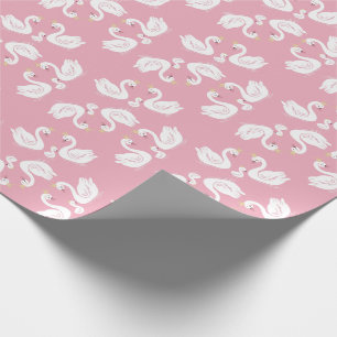 Swans Baby Shower Bird with Crown Co-Ed Pink Wrapping Paper