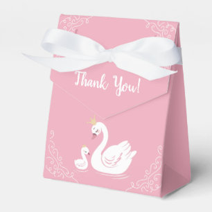 Swans Baby Shower Bird with Crown Theme Pink Favour Box