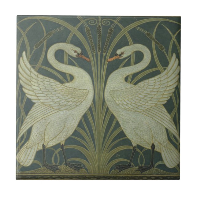 Swans by Walter Reed 1875 Tile (Front)