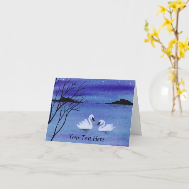 Swans Card (Yellow Flower)