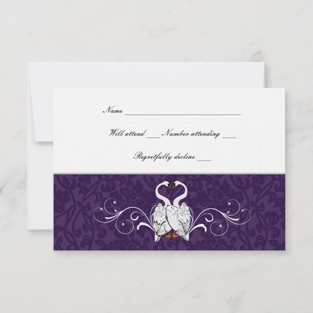 Swans Damask Purple Brocade rsvp (Front)