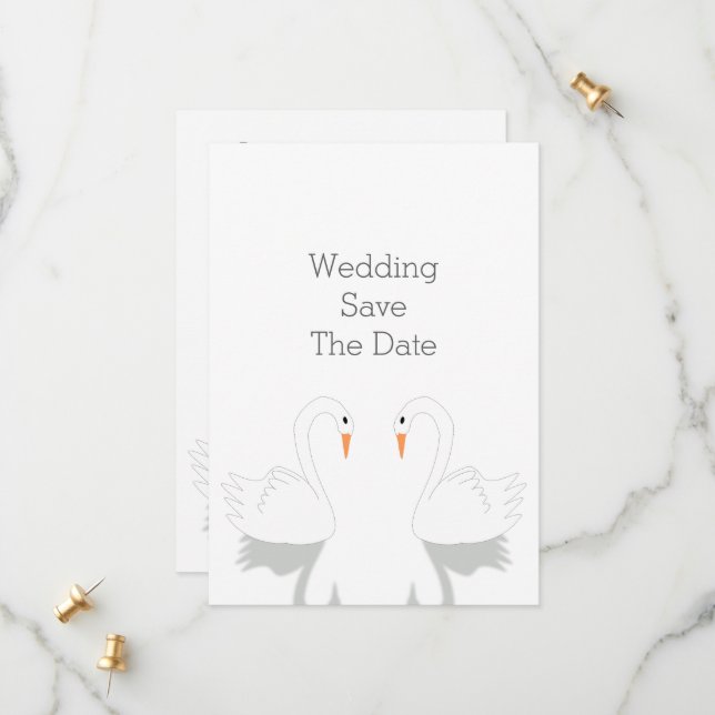 Swans Design Wedding Save The Date (Front/Back In Situ)