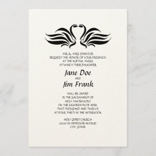 Swans Formal Catholic Wedding Invitation