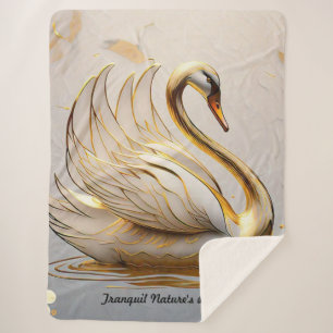 "Swan's Gentle Awakening" Sherpa Blanket