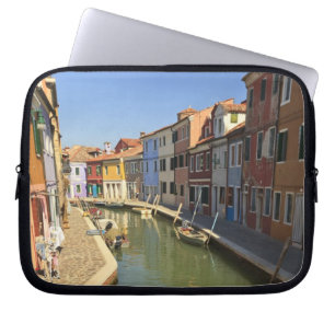 Swans in canal, Burano Island, Venice, Italy Laptop Sleeve