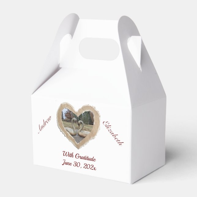 Swans in heart wedding  favour box (Front Side)