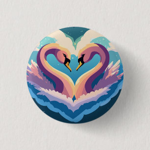 Swans In Love 3 Cm Round Badge