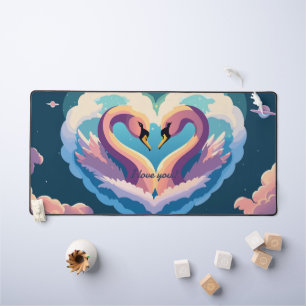 Swans In Love Desk Mat